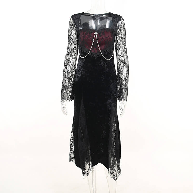 Floral Pattern Polyester Gothic Cheongsam Dress | Gthic.com