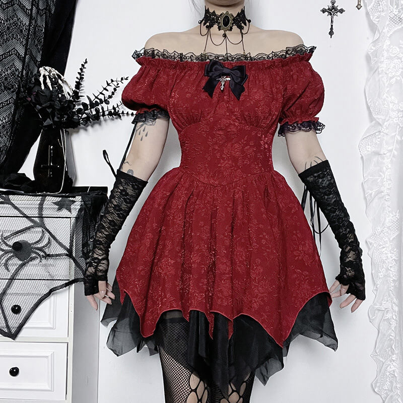 Floral Pattern Polyester Gothic Dress