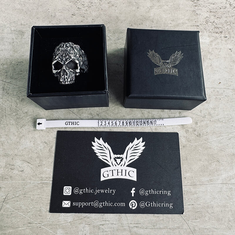 Bague Tête de Mort Vintage Goth en Acier Inoxydable
