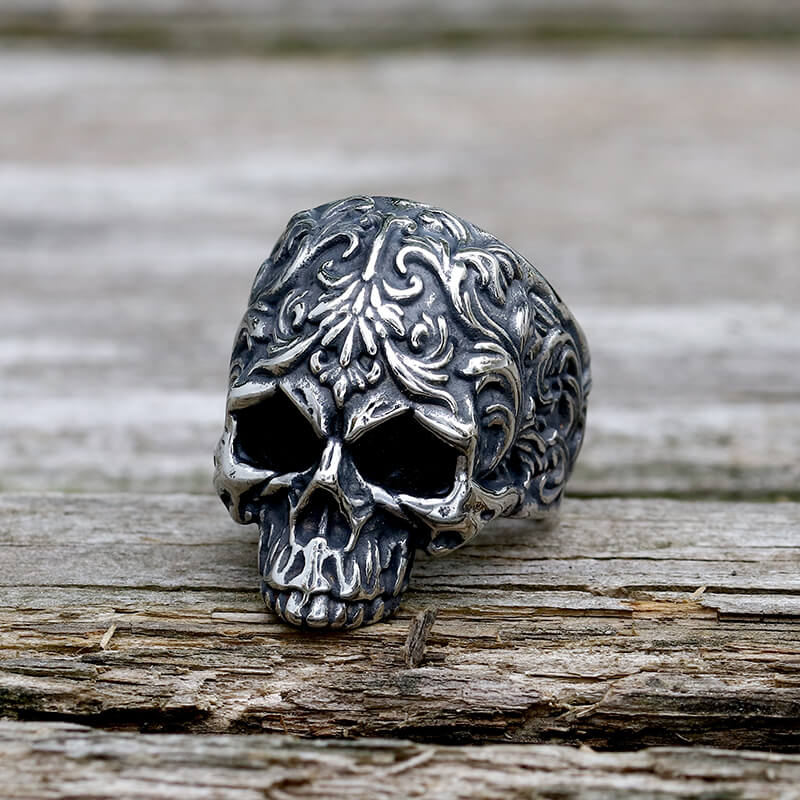 Bague Tête de Mort Vintage Goth en Acier Inoxydable