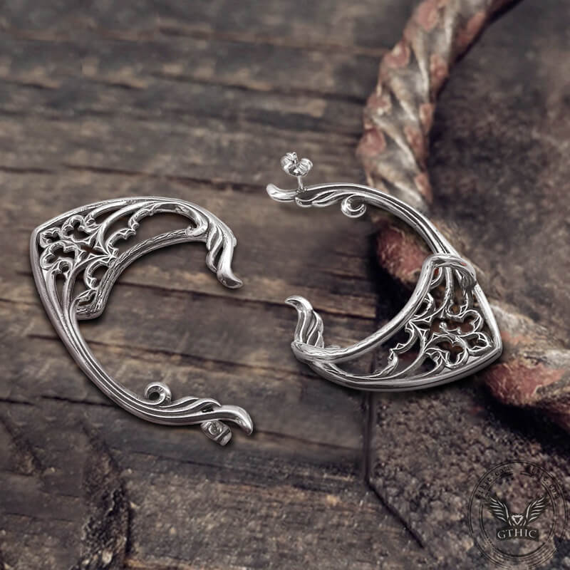 Floral Pattern Stainless Steel Elf Ear Cuff