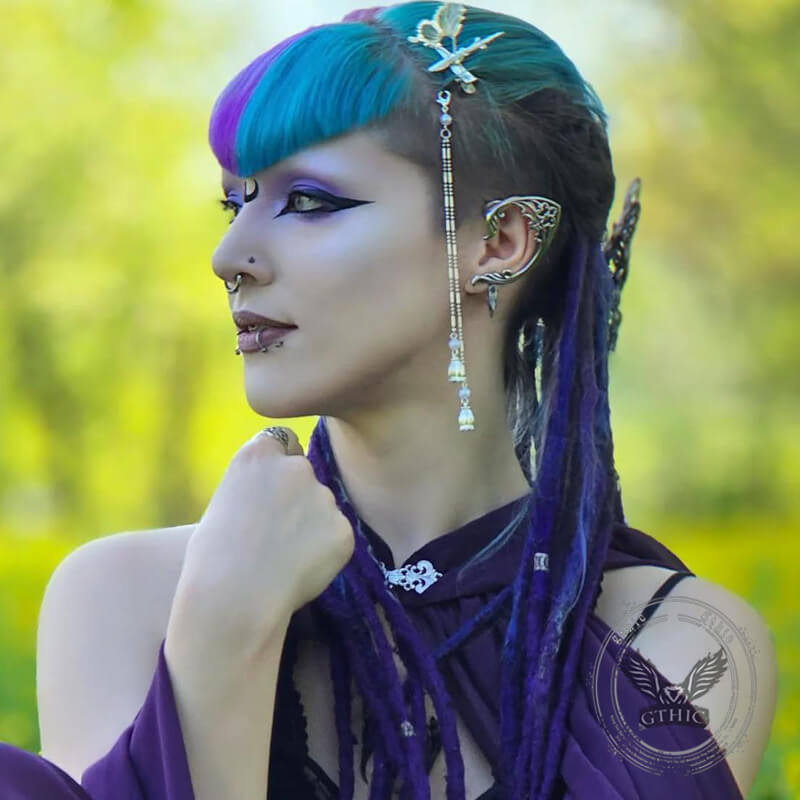 Floral Pattern Stainless Steel Elf Ear Cuff