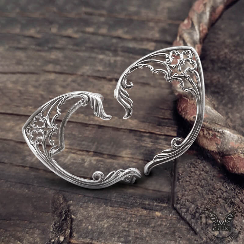 Floral Pattern Stainless Steel Elf Ear Cuff