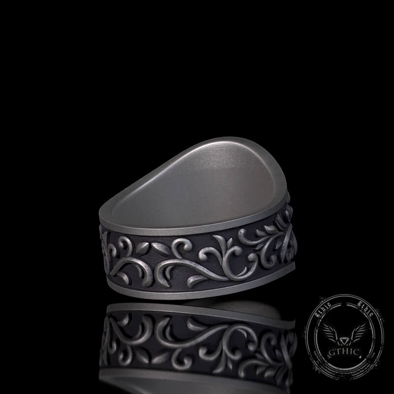 Floral Scrolls Phoenix Sterling Silver Ring