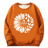 Flower Butterfly Believe Cross Crew Collar Sweatshirt | Gthic.com