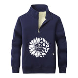 Flower Butterfly Believe Cross Stand Collar Zip Sweatshirt