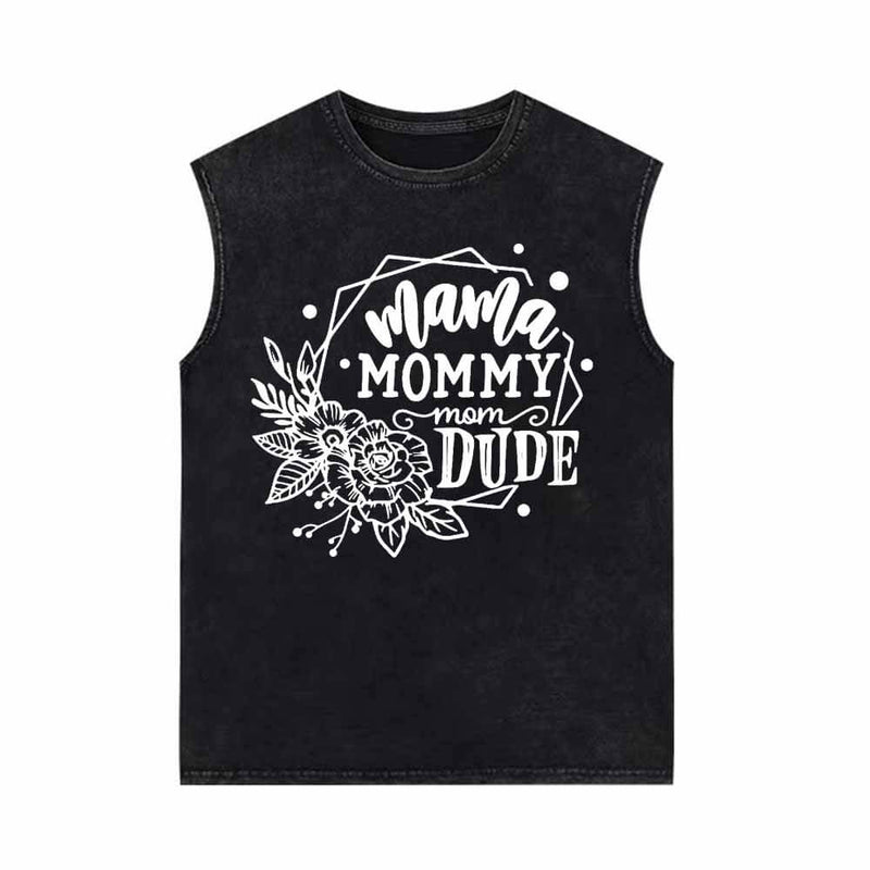 Flower Mommy Dude Vintage Washed Vest Top | Gthic.com