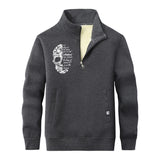 Flower Pattern Half Skull Head Stand Collar Zip Sweatshirt | Gthic.com