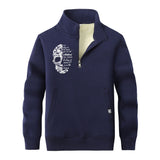 Flower Pattern Half Skull Head Stand Collar Zip Sweatshirt | Gthic.com