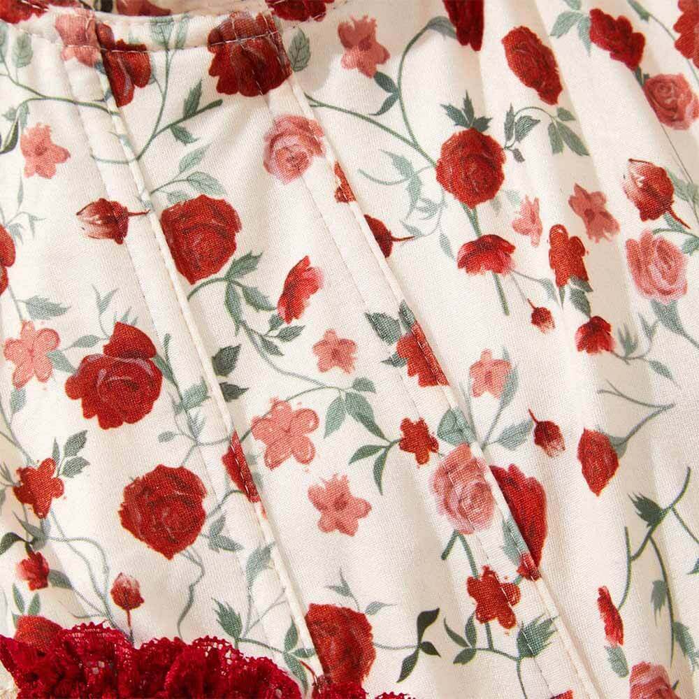 Flower Print Lace Patchwork Herringbone Tube Top | Gthic.com