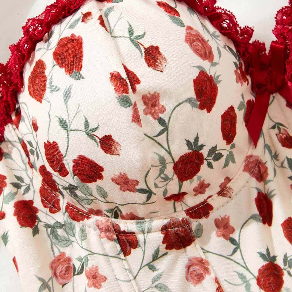 Flower Print Lace Patchwork Herringbone Tube Top | Gthic.com