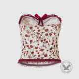 Flower Print Lace Patchwork Herringbone Tube Top | Gthic.com