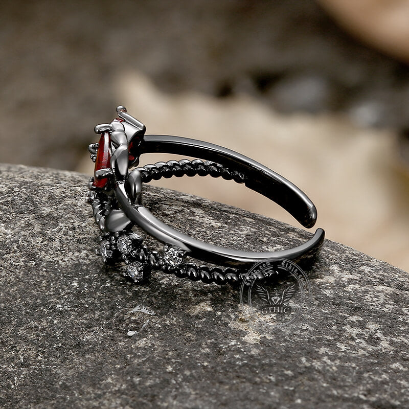 Adjustable black online ring