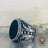 Flower Vine Polka Dot Stainless Steel Ring | Gthic.com