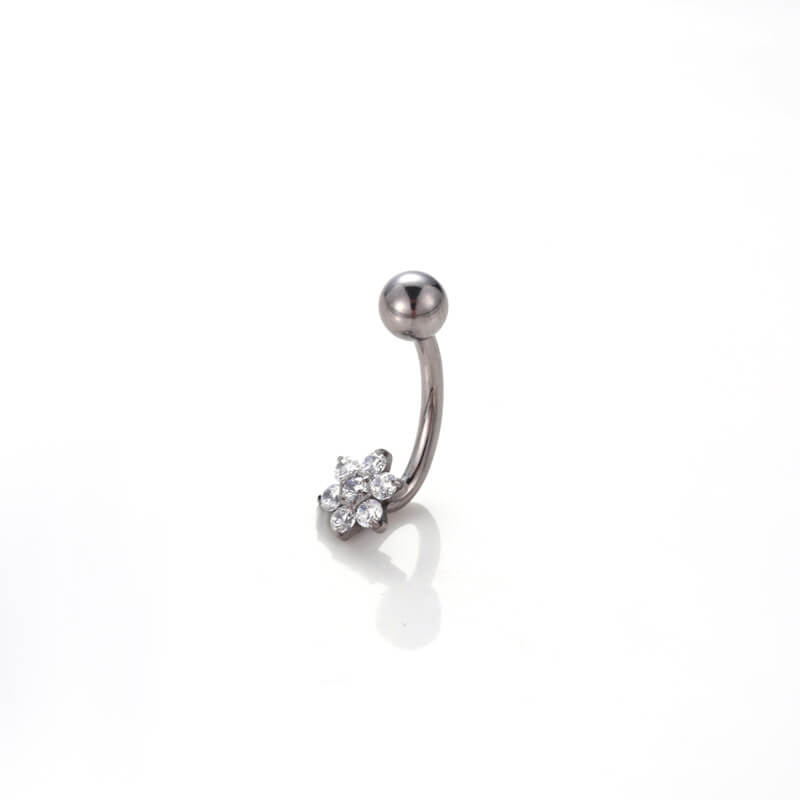 Flower Zircon G23 Titanium Belly Button Ring