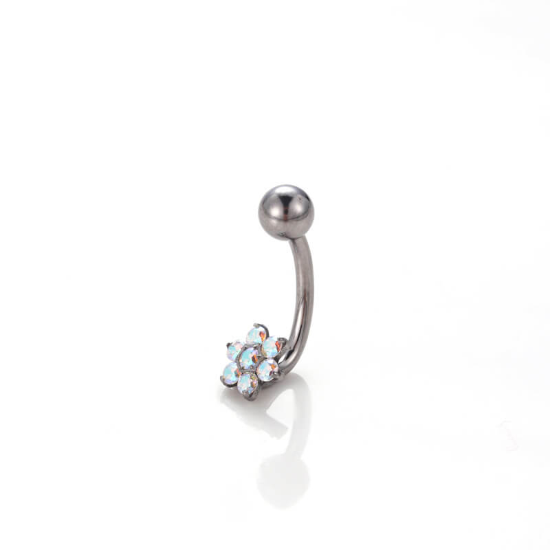 Flower Zircon G23 Titanium Belly Button Ring