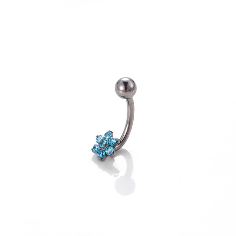 Flower Zircon G23 Titanium Belly Button Ring