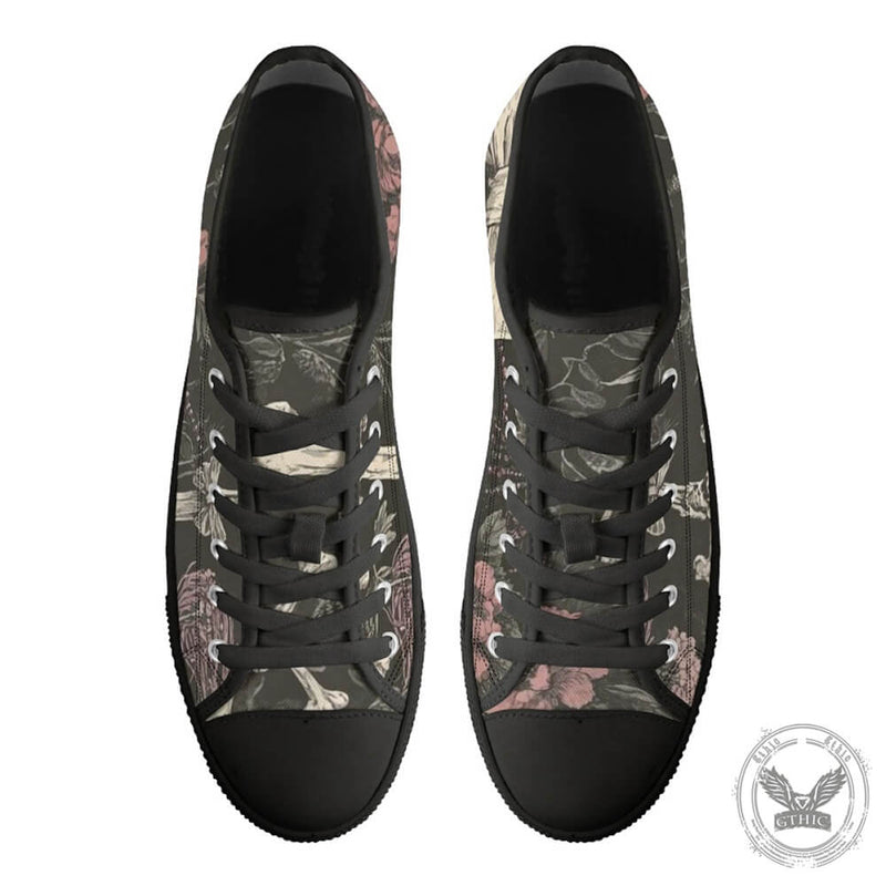 Flowers And Cross Print Canvas Shoes