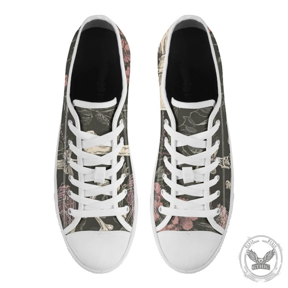 Flowers And Cross Print Canvas Shoes