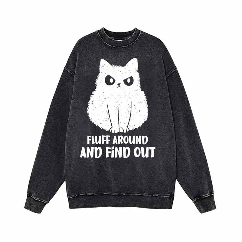 Fluff Around And Find Out Cat Vintage Washed Sweatshirt