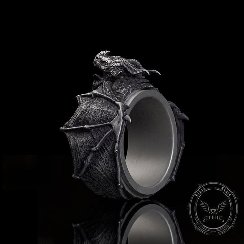 Flying Dragon Sterling Silver Animal Ring | Gthic.com
