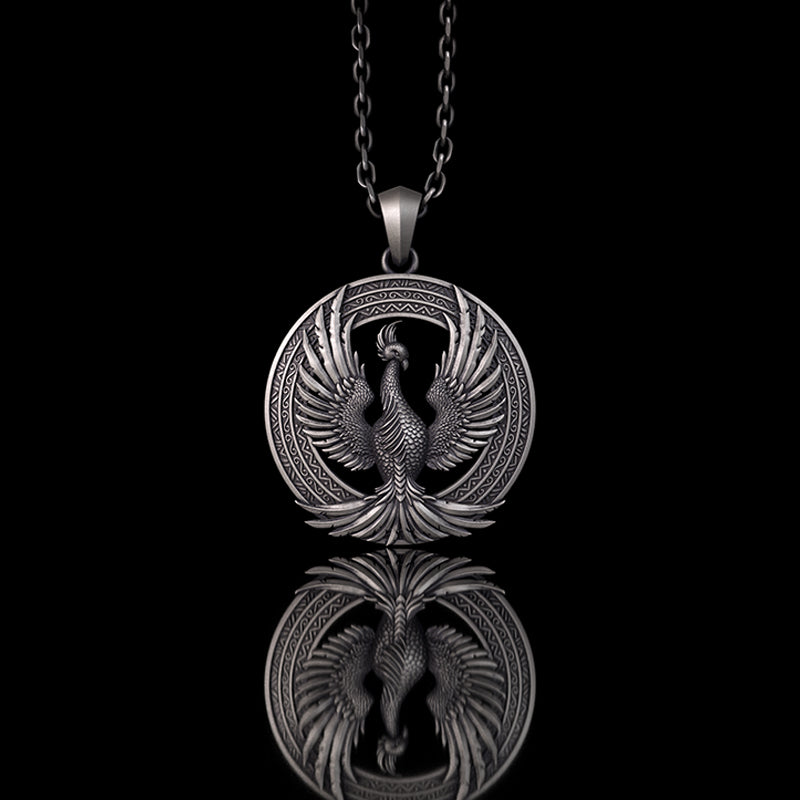 Flying Phoenix Totem Sterling Silver Pendant | Gthic.com