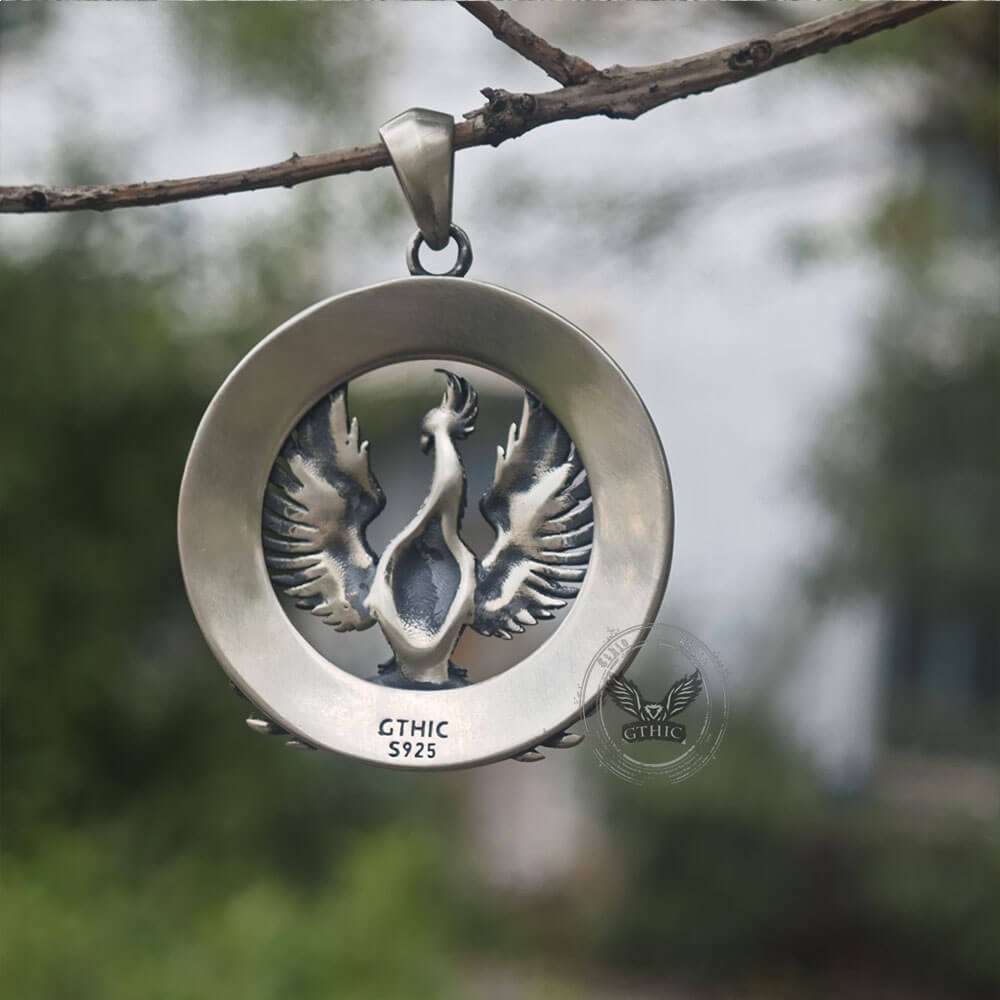 Flying Phoenix Totem Sterling Silver Pendant/Gthic.com