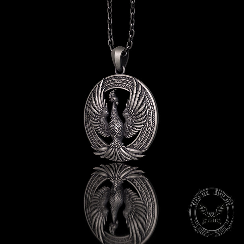 Flying Phoenix Totem Sterling Silver Pendant | Gthic.com