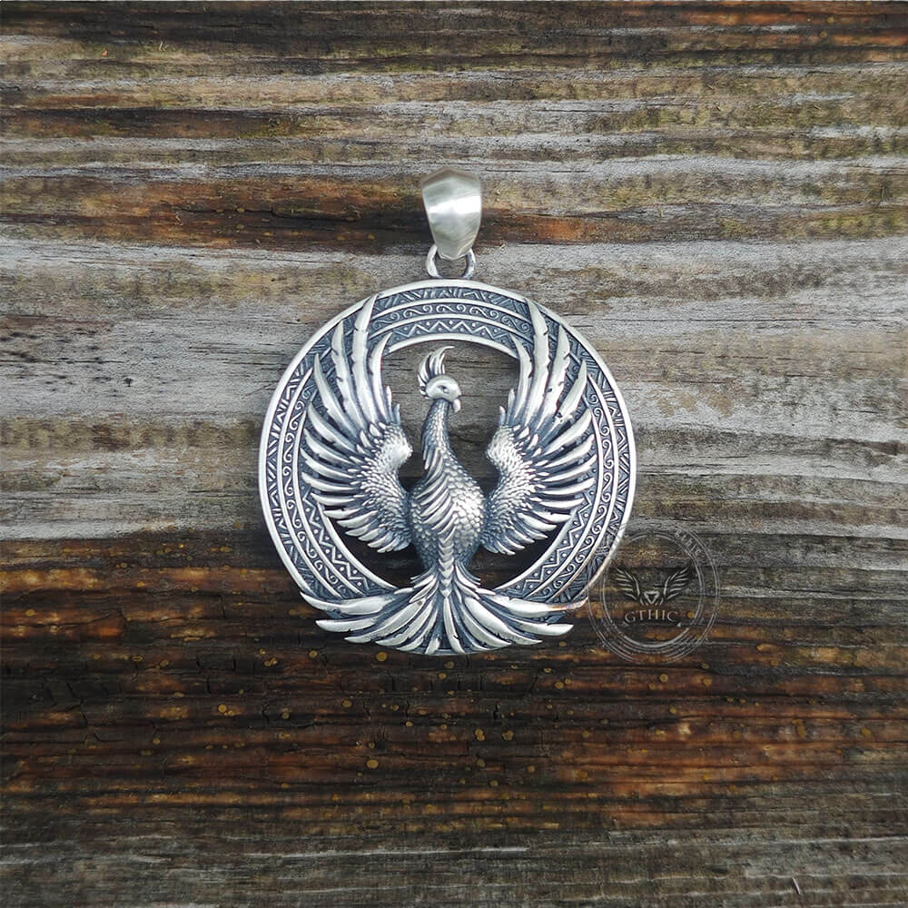 Flying Phoenix Totem Sterling Silver Pendant