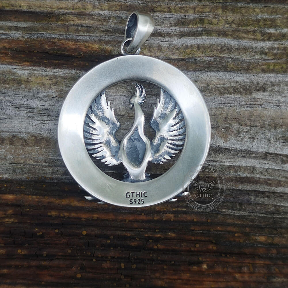 Flying Phoenix Totem Sterling Silver Pendant