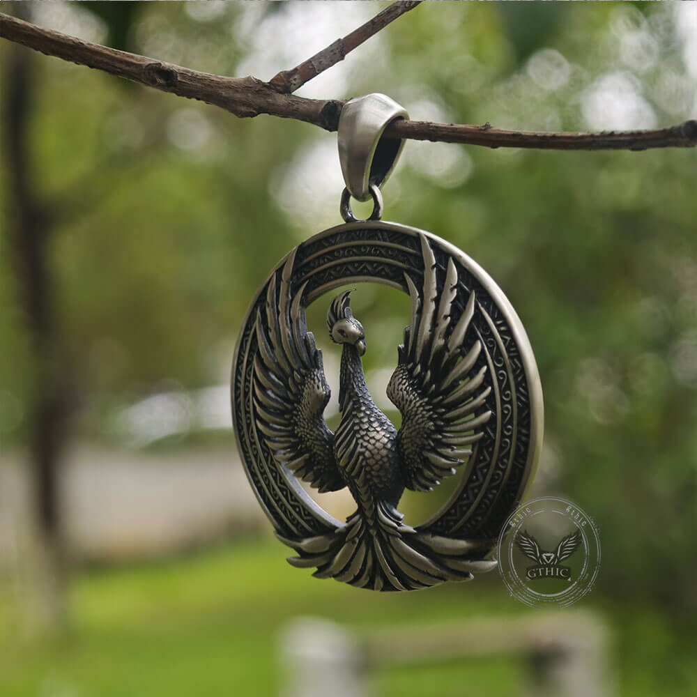 Flying Phoenix Totem Sterling Silver Pendant/Gthic.com