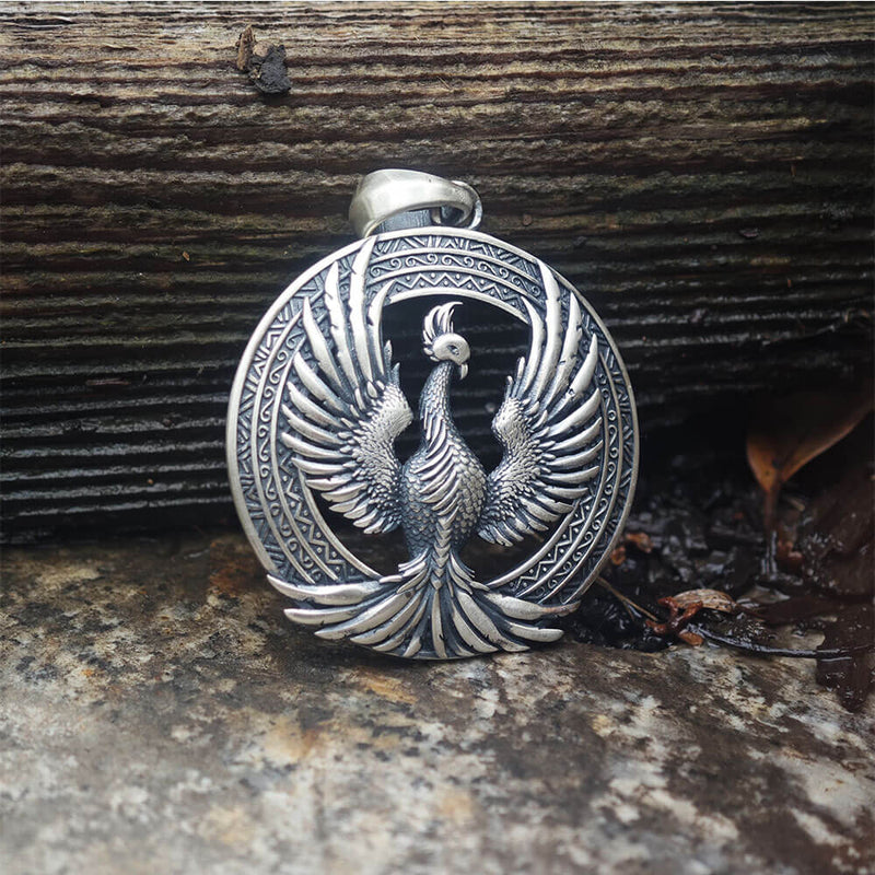 Flying Phoenix Totem Sterling Silver Pendant/Gthic.com