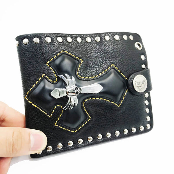 Flying Skull Cross PU Leather Wallet | Gthic.com