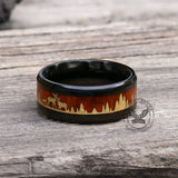 Forest Elk Wood Texture Stainless Steel Band Ring | Gthic.com