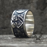 Forever More Wings Hourglass Moon Sterling Silver Skull Ring