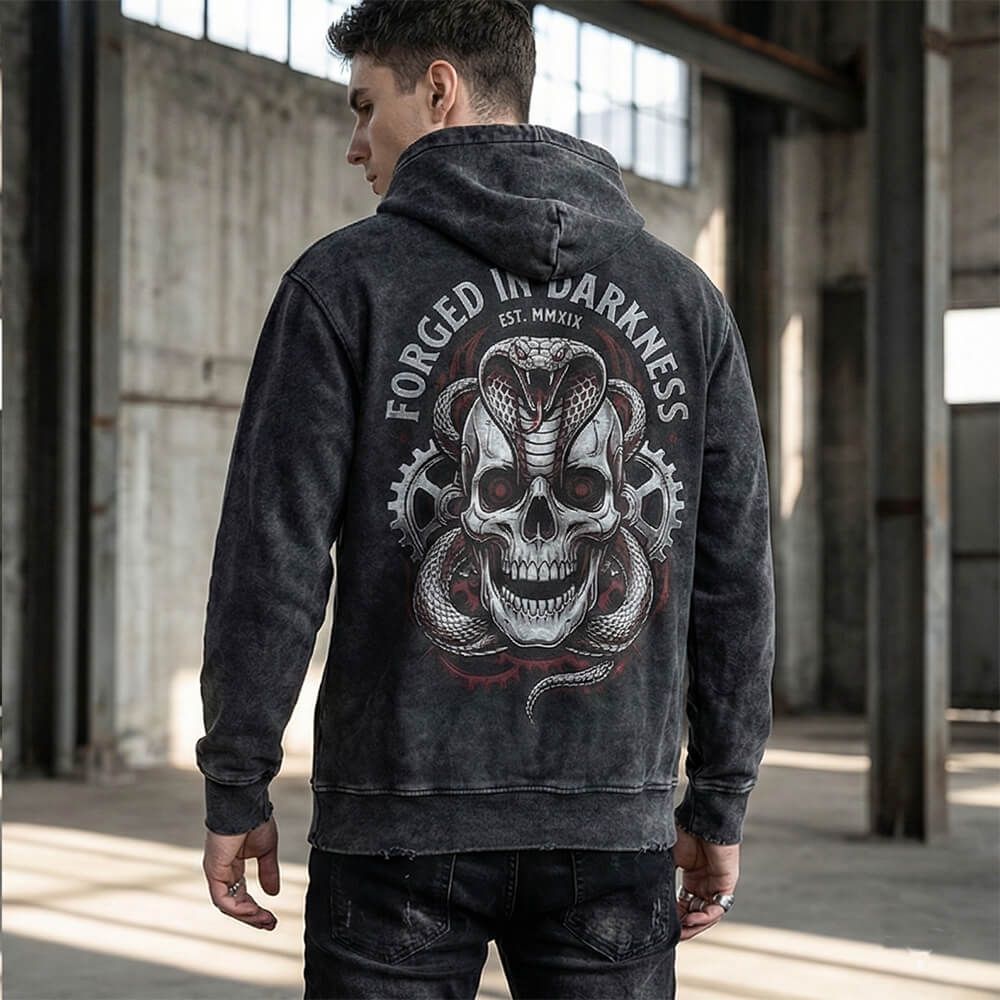 Forged In Darkness Skull Snake Vintage Washed Hoodie | Gthic.com