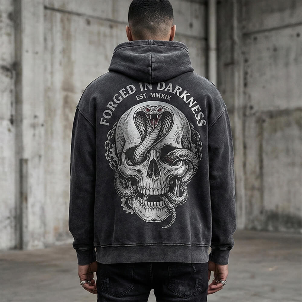 Forged In Darkness Skull Snake Vintage Washed Hoodie | Gthic.com