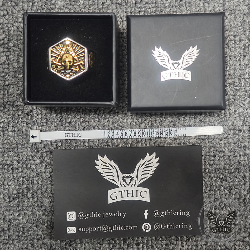 Anello teschio massonico in argento sterling leggero massone