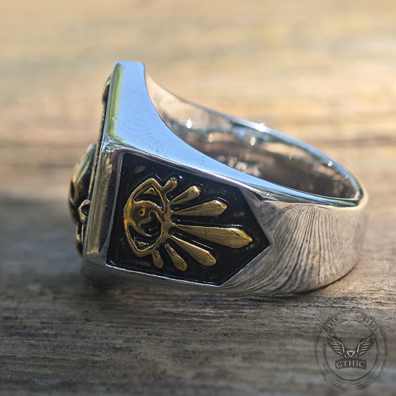 Anello teschio massonico in argento sterling leggero massone