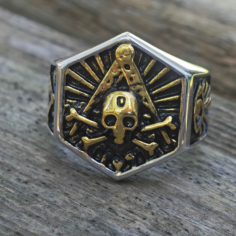 Freemason Light Sterling Silver Masonic Skull Ring | Gthic.com