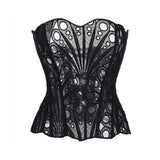 French Lace Mesh Hollow Out Court Overbust Corset