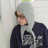 French Retro Tie Up Ear Flaps Knitted Beanie Hat | Gthic.com