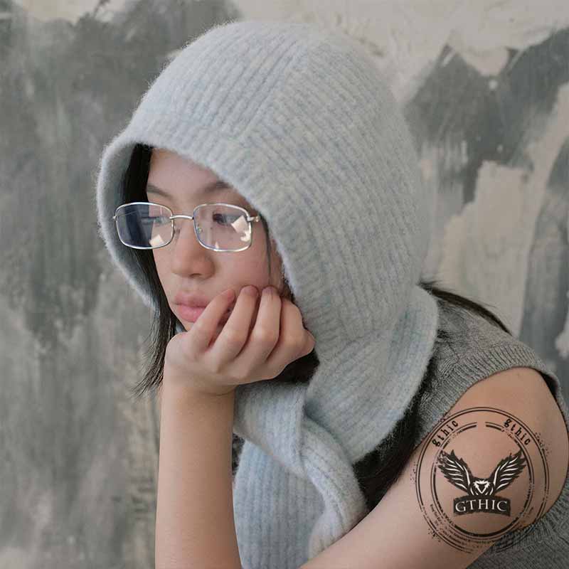 French Retro Tie Up Ear Flaps Knitted Beanie Hat