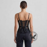 French See-Through Mesh Slim-Fit Suspender Corset | Gthic.com
