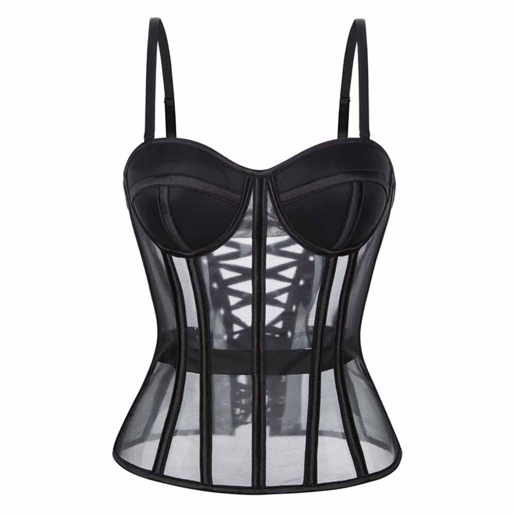 French See-Through Mesh Slim-Fit Suspender Corset | Gthic.com