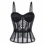 French See-Through Mesh Slim-Fit Suspender Corset | Gthic.com
