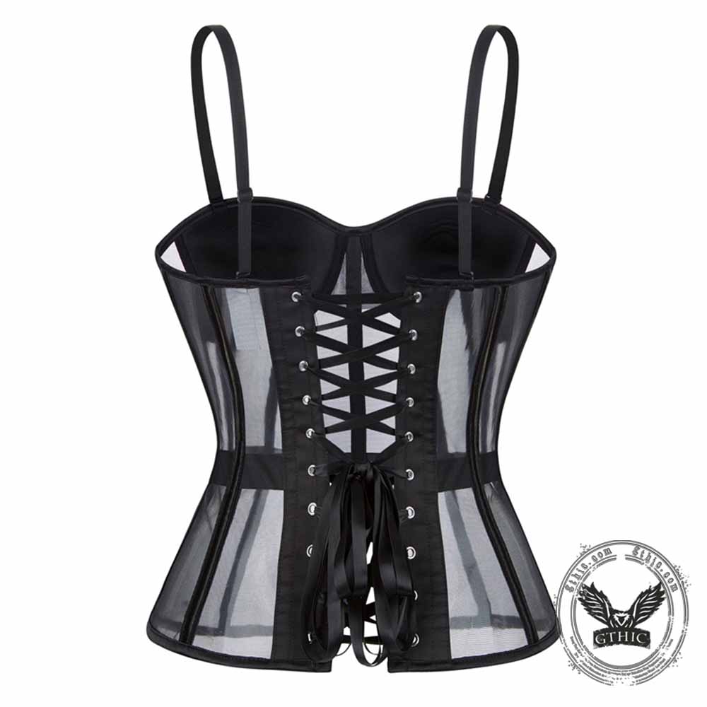 French See-Through Mesh Slim-Fit Suspender Corset