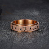 Frosted Hollow Star Moon Stainless Steel Spinner Ring