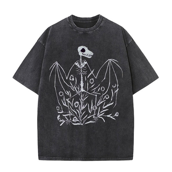 Fruit Bat Skeleton Washed Gothic T-shirt | Gthic.com