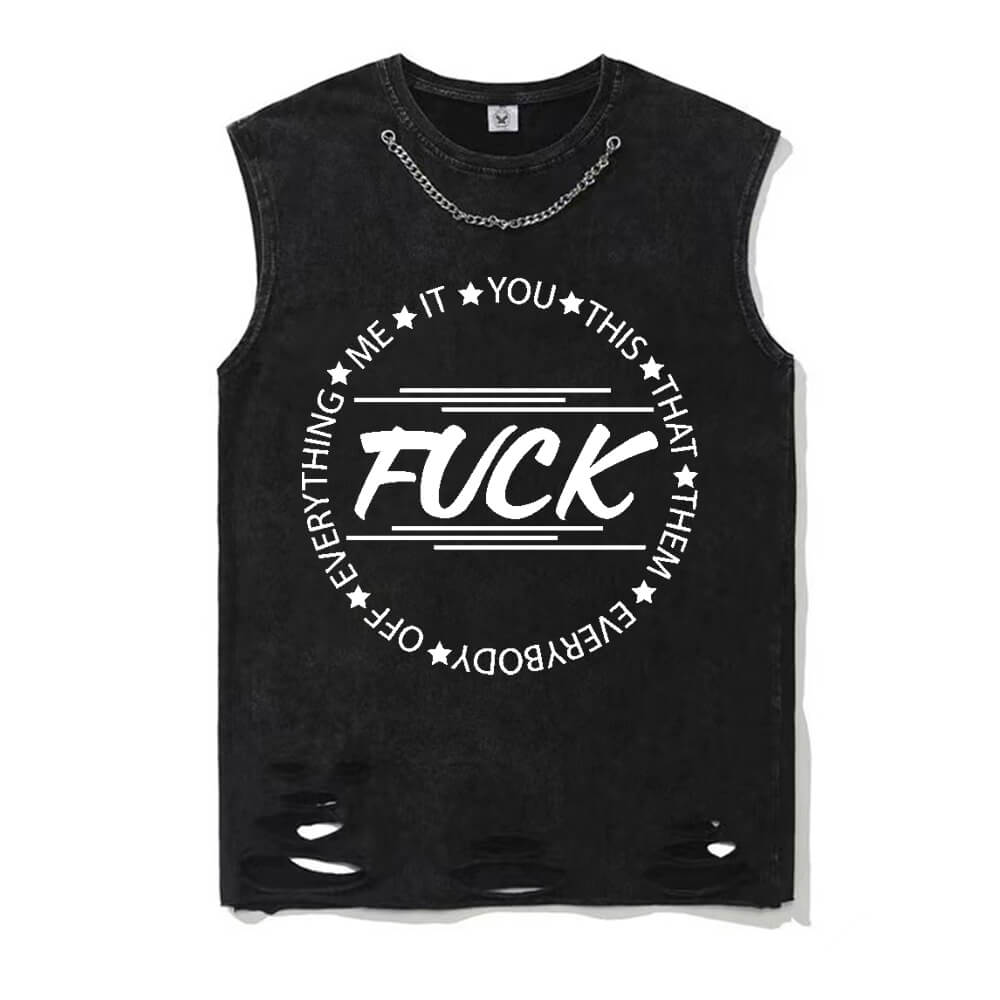 Fuck Everything Vintage Washed T-shirt Vest Top | Gthic.com